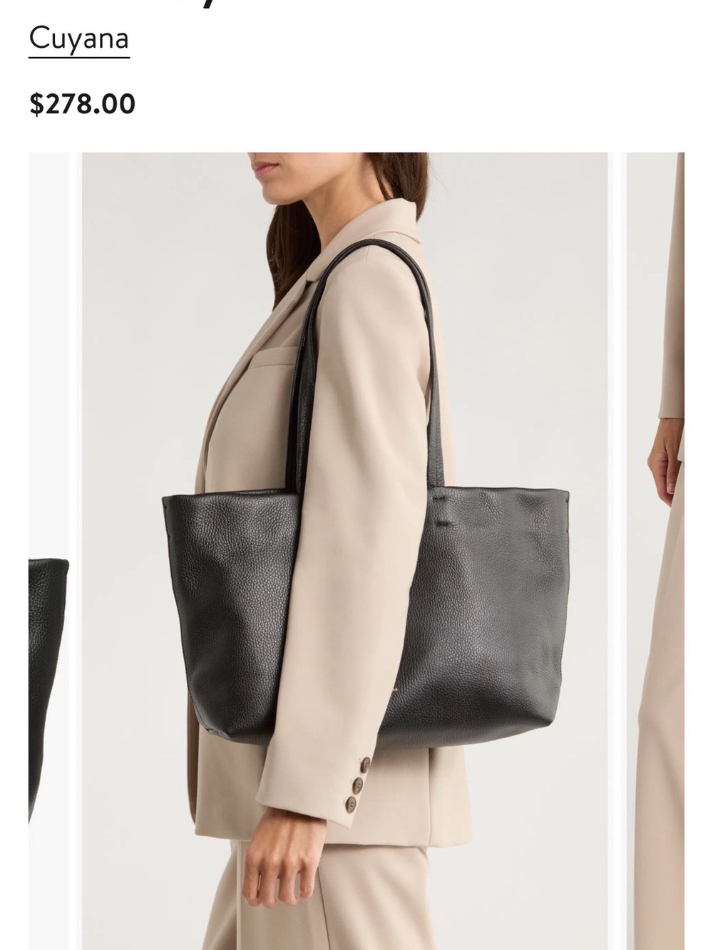 Cuyana black leather tote